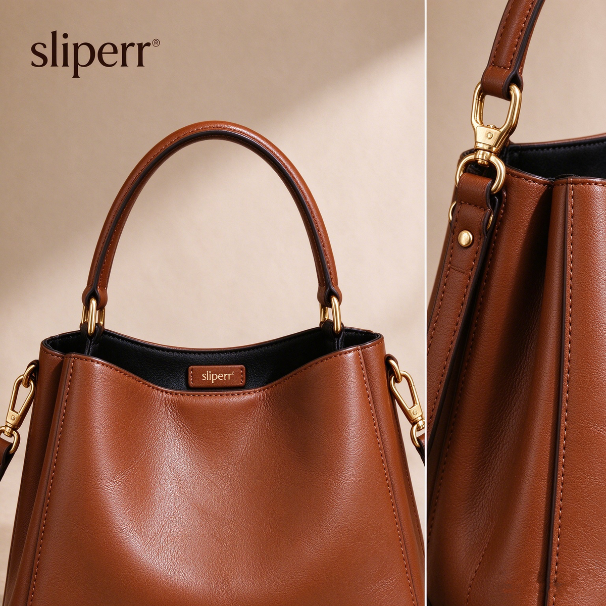 sliperr® Women's Genuine Leather Hobo Tote Bag, Elegant Large Capacity Shoulder Handbag for Office & Daily Wear