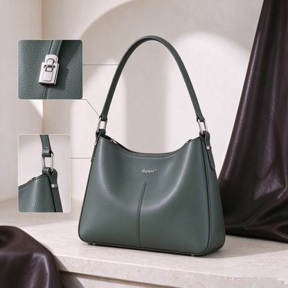 sliperr® The Structured Medium Shoulder Bag — Fine Grain Leather, Made for the In-Between Days