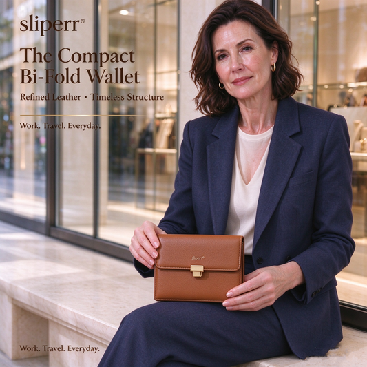 sliperr® Compact Bi-Fold Leather Wallet — Slim, Structured and Built to Last
