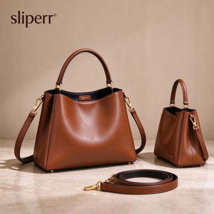 sliperr® Women's Genuine Leather Hobo Tote Bag, Elegant Large Capacity Shoulder Handbag for Office & Daily Wear