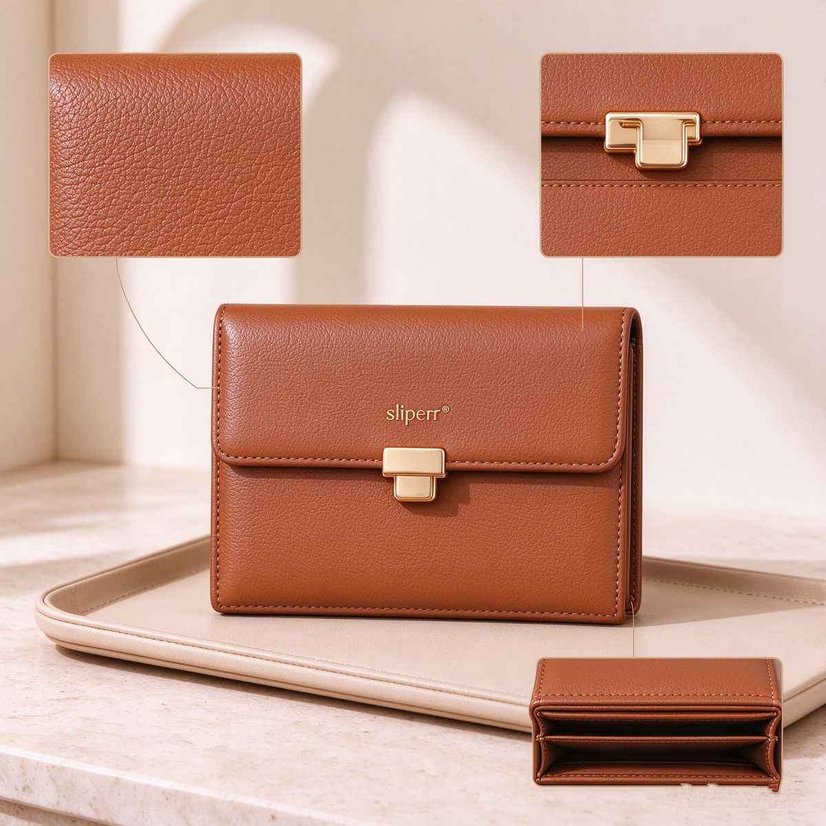 sliperr® Compact Bi-Fold Leather Wallet — Slim, Structured and Built to Last