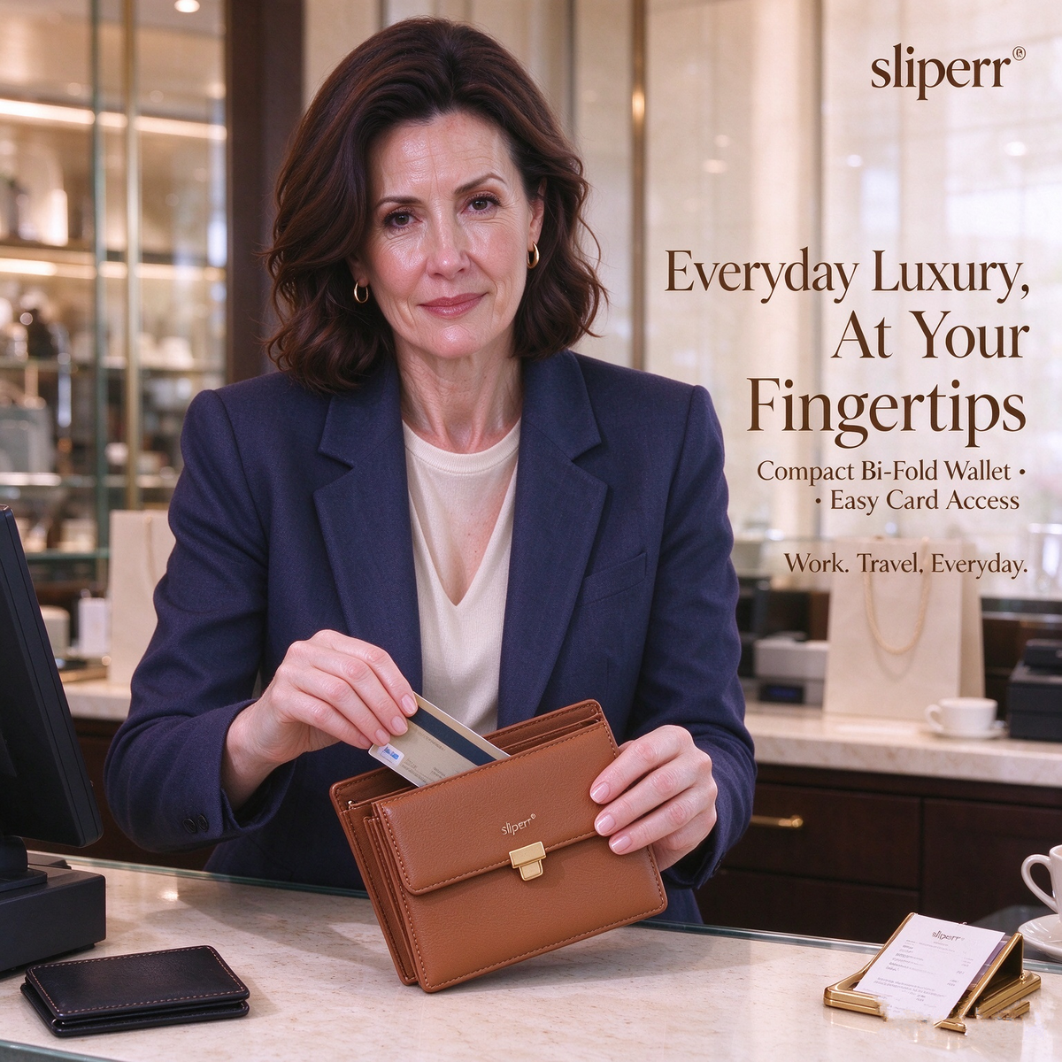 sliperr® Compact Bi-Fold Leather Wallet — Slim, Structured and Built to Last