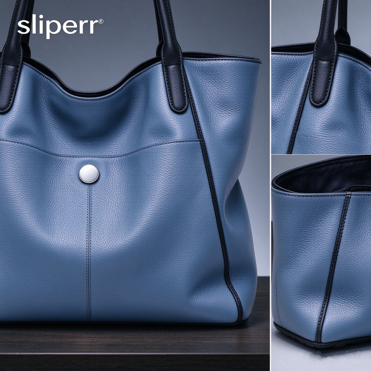 sliperr® Women's Leather Tote Bag, Elegant Medium Shoulder Handbag, Versatile Commuter Purse for Mature Ladies