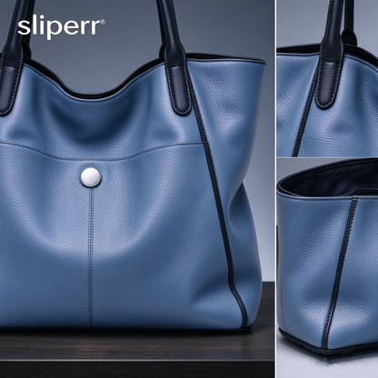 sliperr® Women's Leather Tote Bag, Elegant Medium Shoulder Handbag, Versatile Commuter Purse for Mature Ladies